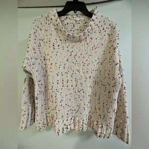 Seven7, Ladies Oversized Raised Dot Cream Crewneck Sweater, Size M